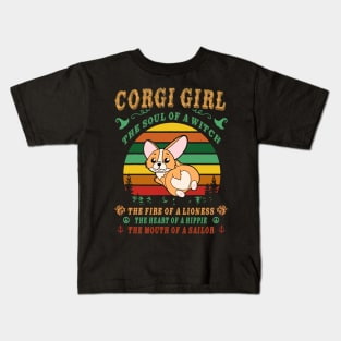 Corgi Girl - Witch - Lioness - Hippie - Sailor (85) Kids T-Shirt